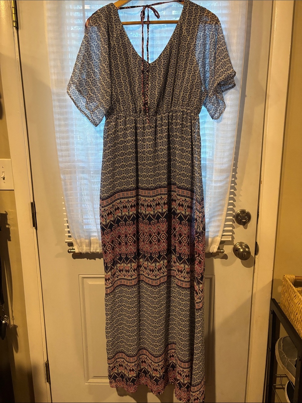 Xhilaration Blue and Pink Printed Maxi Dress - Picture 3 of 3